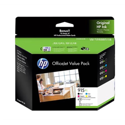 惠普/HP  915XL喷墨盒原装适用于OfficeJet Pro8020 8018打印机 （内含4色墨盒）